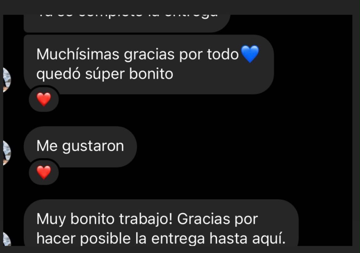 Mensaje de agradecimiento de una clienta de Alemar