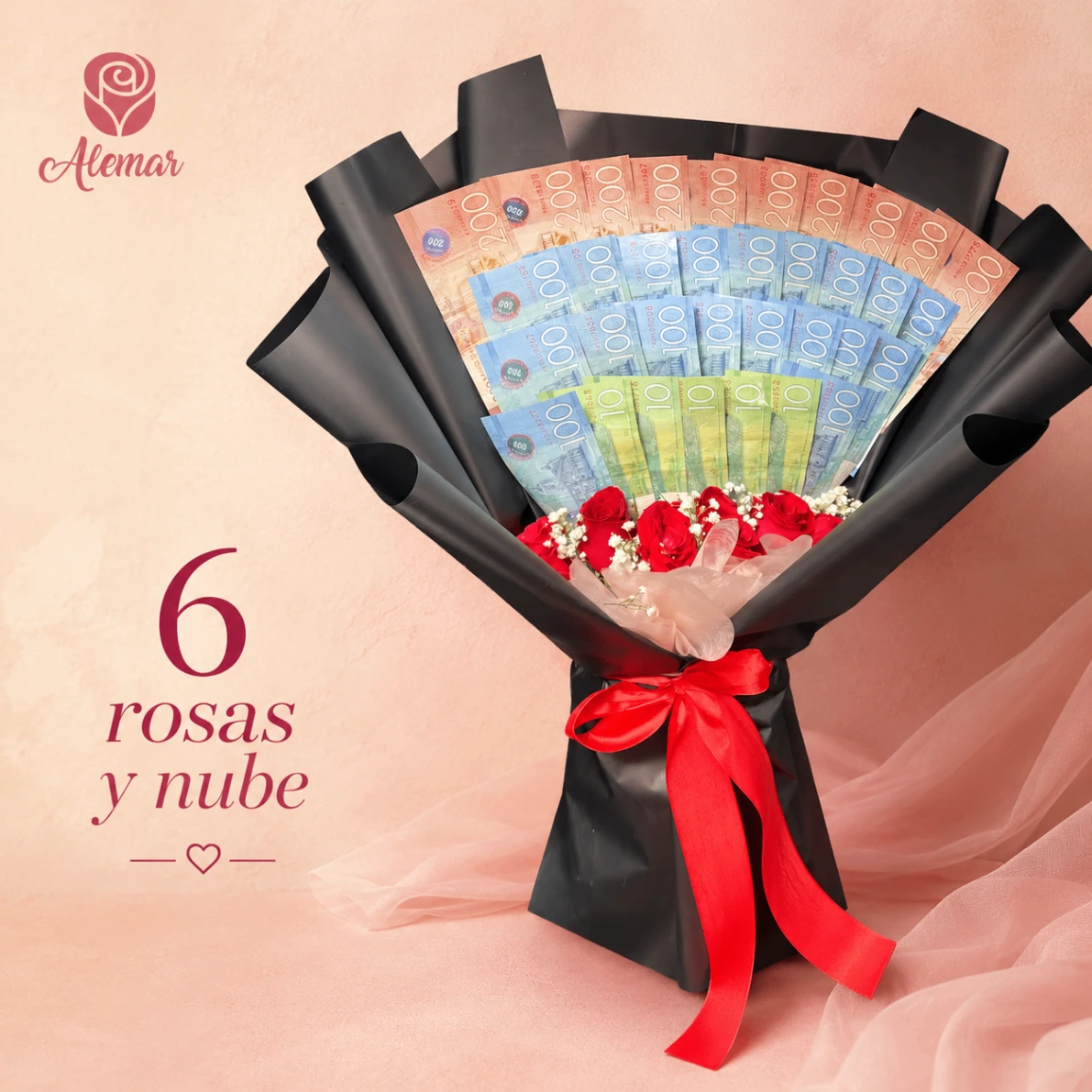 Ramo de dinero y rosas - imagen 1