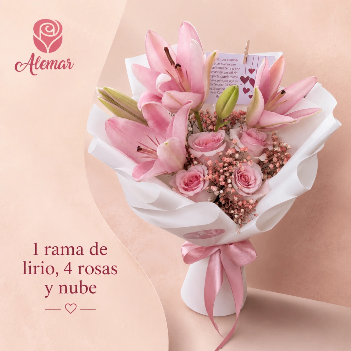 Ramo de lirios y 4 rosas - imagen 1