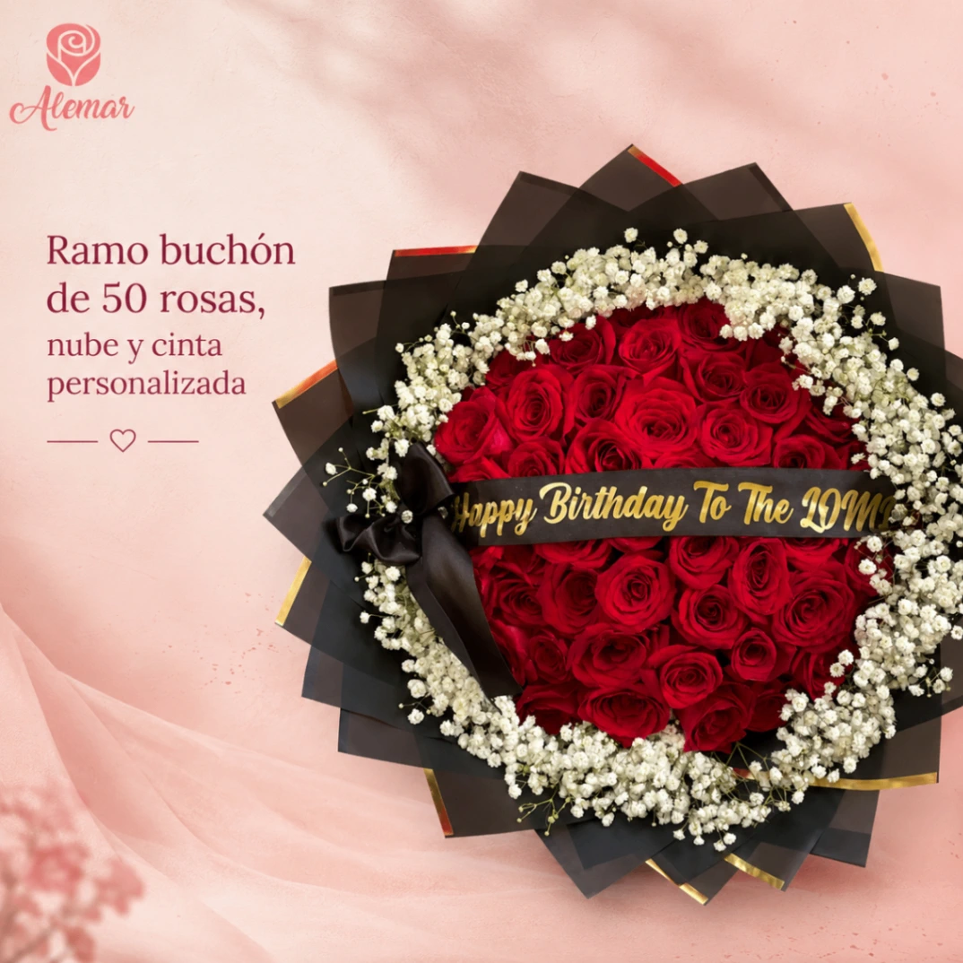Ramo buchon de 50 rosas