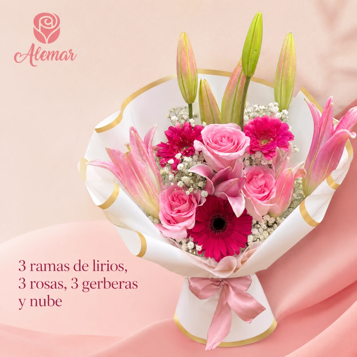 Ramo de lirios y gerberas rosadas - imagen 1