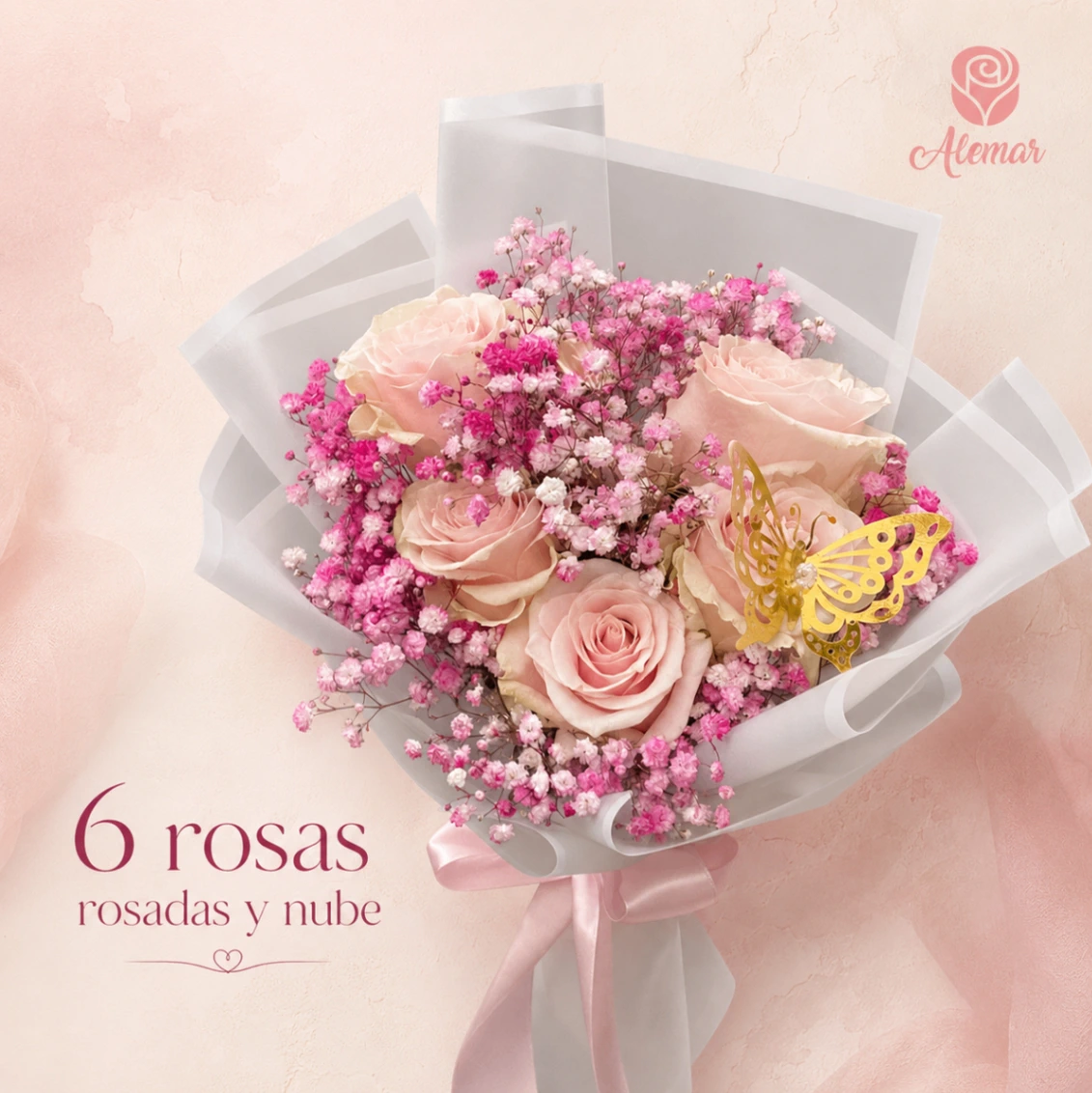 Rosas rosadas y nube - imagen 1