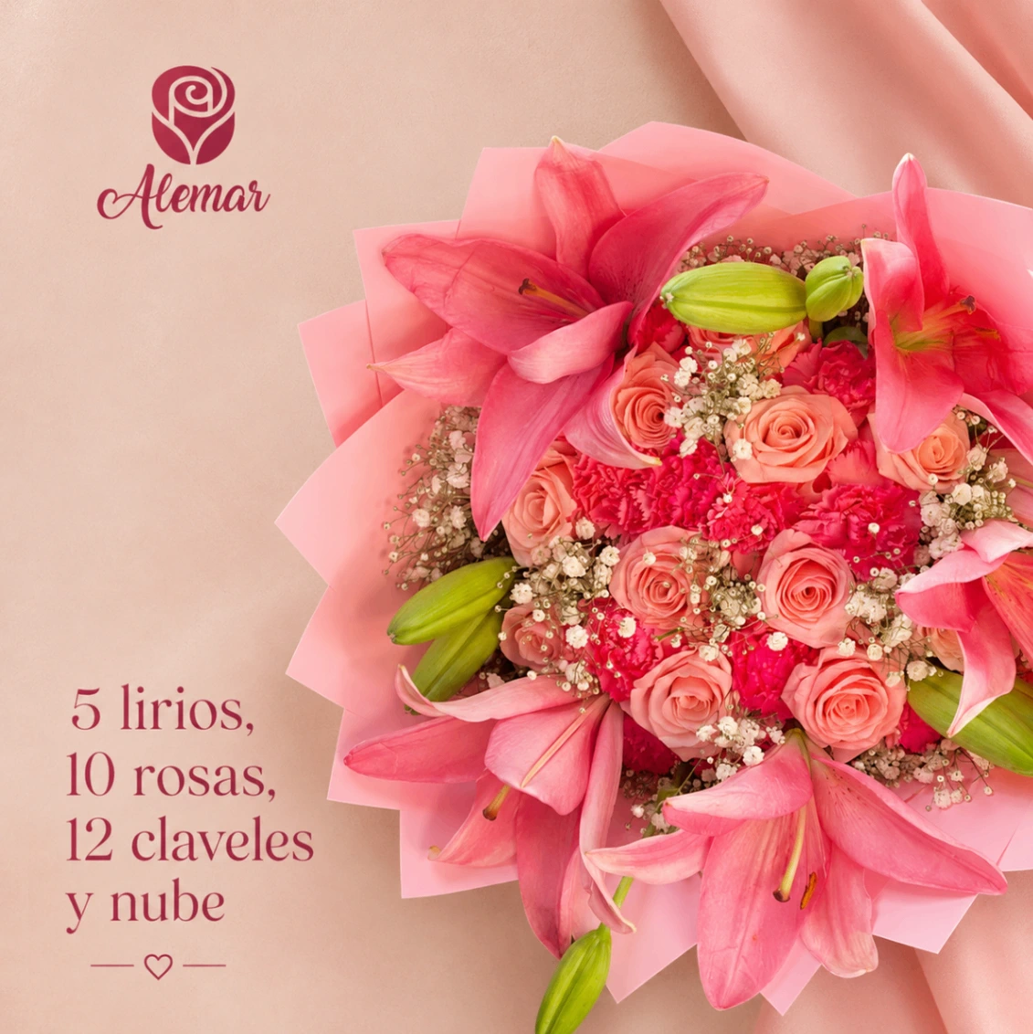 Ramo de rosas y lirios - imagen 1
