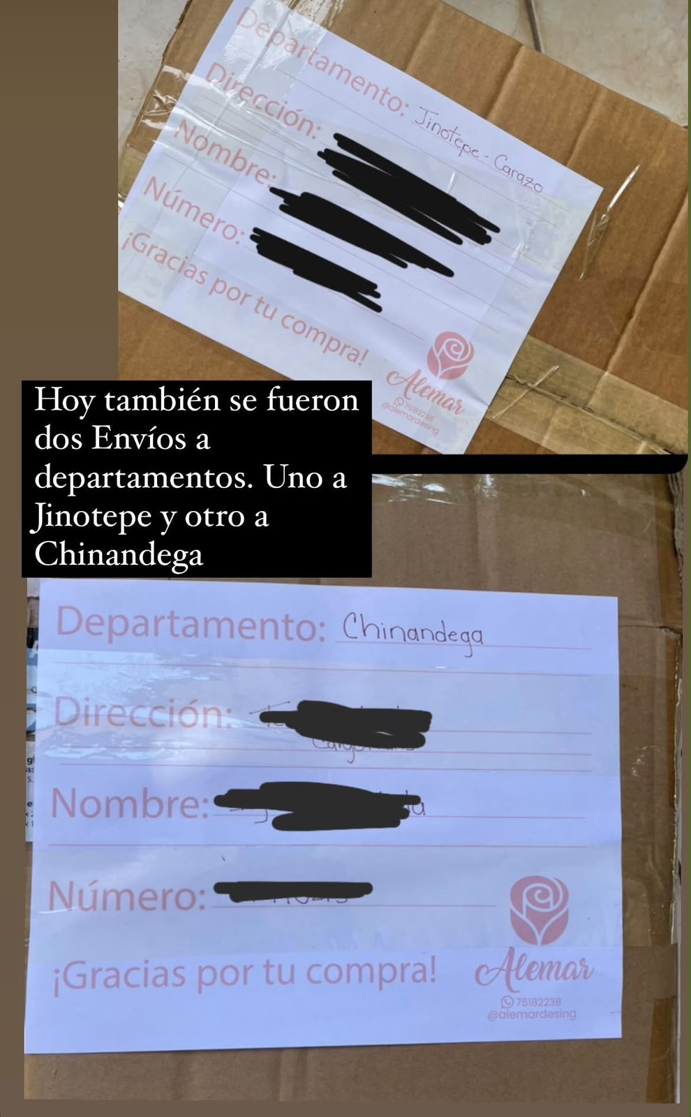 Envíos de Alemar a departamentos de Nicaragua