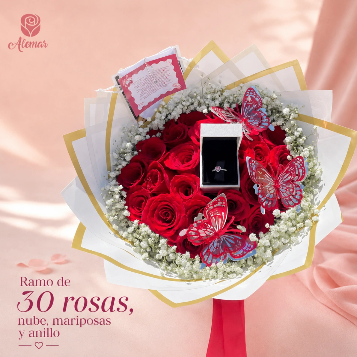 Ramo de 30 rosas y anillo - imagen 1