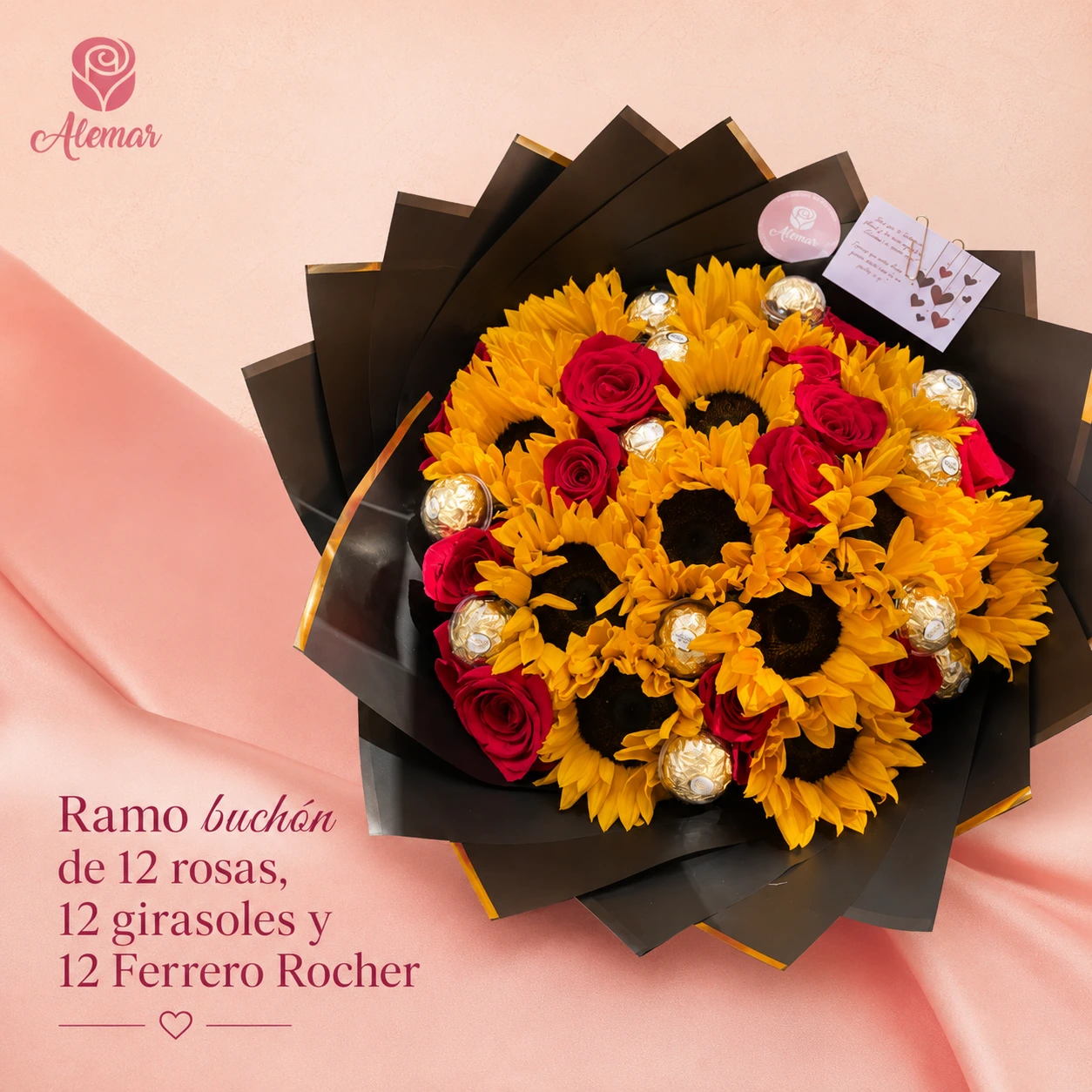 Ramo buchón de girasoles y rosas - imagen 1